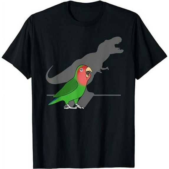 Funny Dinosaur T-Rex Shadow Rosy faced Green Lovebird T-Shirt