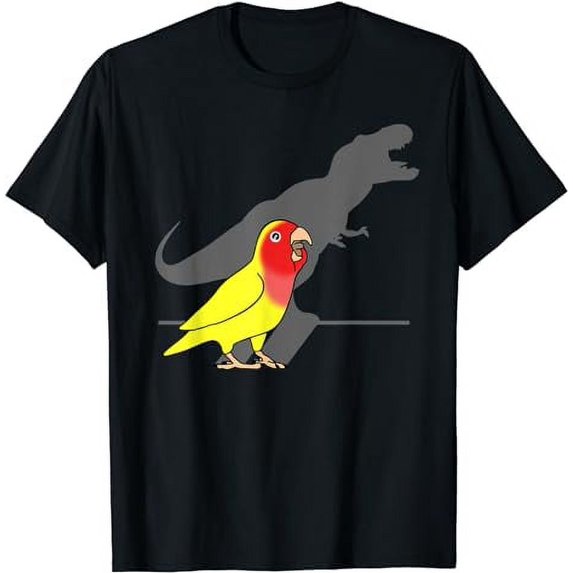 Funny Dinosaur T-Rex Shadow Rosy faced Yellow Lovebird T-Shirt