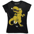 thumbnail image 1 of Funny Dinosaur T-rex In Pain By Stomping On A Rock Women's T-Shirt, 1 of 4