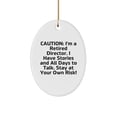 thumbnail image 1 of Funny Director Gift for Men Friends - Caution: I'm A Retired Director - White Oval Ornament for Christmas Unique Gifts from Friends, 1 of 4