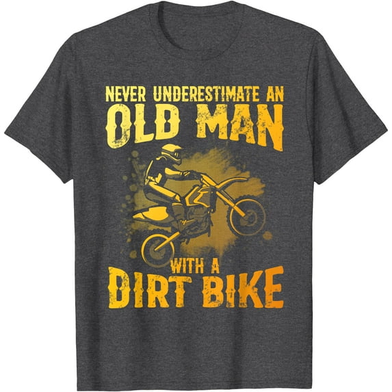 Funny Dirt Bike Art for Grandpa Men Motocross Dirtbike Lover Softstyle Unisex T-Shirt,Dark Heather Grey Color,Size 2XL