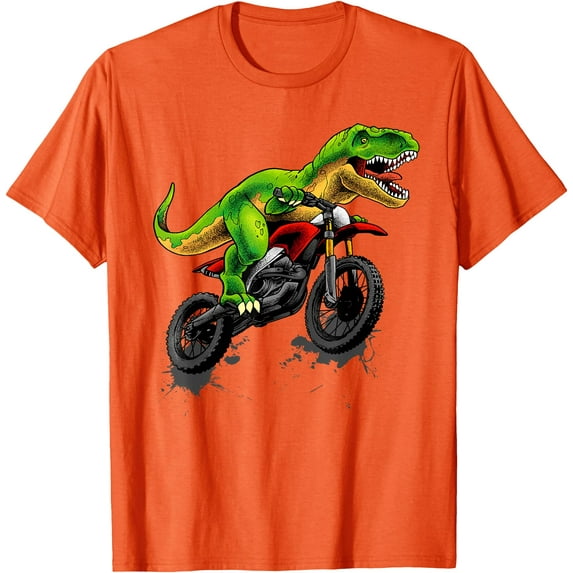 Funny Dirt Bike Dinosaur Motorcycle Riding Softstyle Unisex T-Shirt