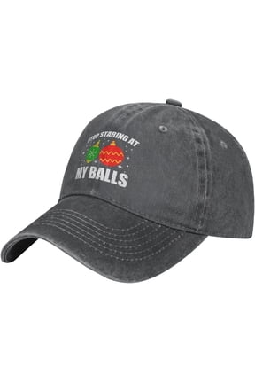 Funny Dirtys Christmas Adult Humor Baseball Hats Stop Staring at My Balls Vintage Hats for Womens Fitted Golf Hat