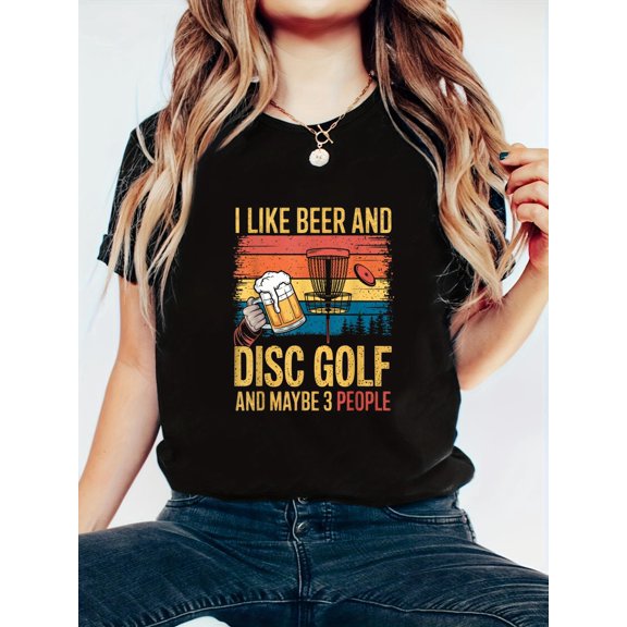 Funny Disc Golf Design For Men Women Disc Golf Player Beer T-Shirt
