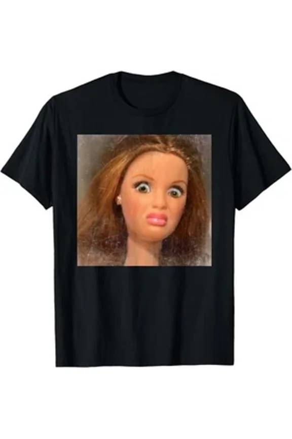 Funny Disturbing Doll Face Meme Weird Odd Humorous Art Unisex T-Shirt up to size 5XL