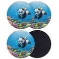 thumbnail image 1 of Funny Diving Panda Coasters Set of 4, Absorbent Coasters for Drinks, Ocean Sea Coastal Coral Fish Marine Life Coaster for Desk Coffee Table Protection, Home Decor House Warming Gifts 4", 1 of 8