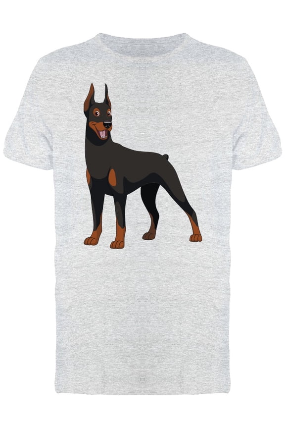 Funny Doberman Illustration T-Shirt Men -Image by Shutterstock, Male Large