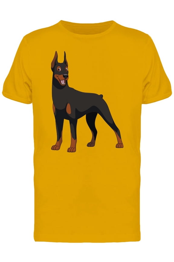 Funny Doberman Illustration T-Shirt Men -Image by Shutterstock, Male Small