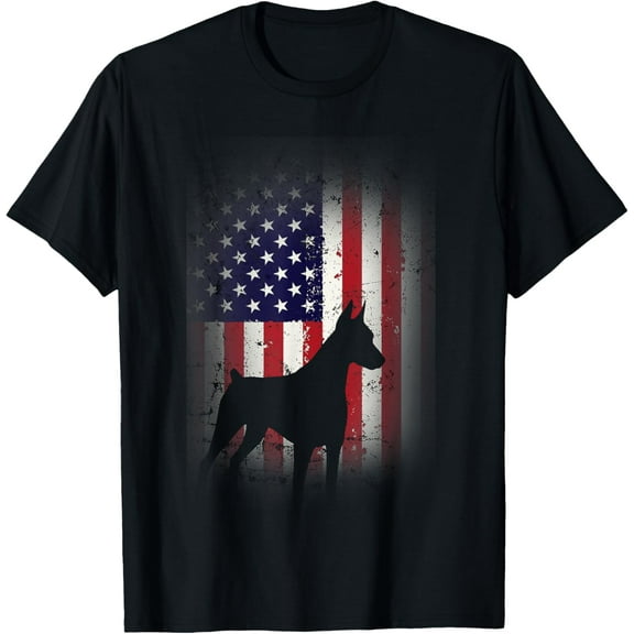 Funny Doberman Pinscher Art For Men Women Doberman US Flag T-Shirt