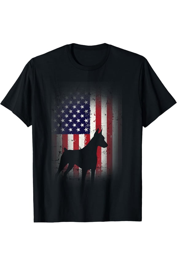 Funny Doberman Pinscher Art For Men Women Doberman US Flag T-Shirt