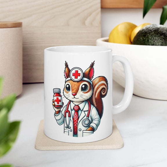 Funny Doctor Squirrel Mug Cute Animal HealthC1Are Design Unique GifT1 Idea for Nurses, Doctors, Veterinarians, and MediC1Al Studen