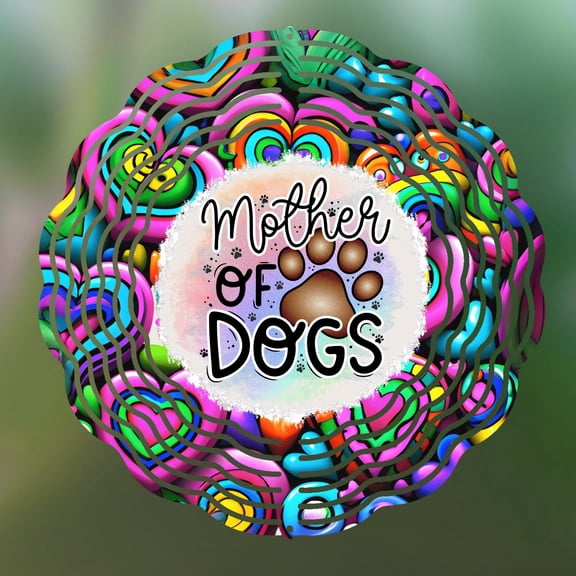 Funny Dog 10 Inch Metal Double-Sided Rotating Wind Spinner - Humorous Garden Yard Decor, Double Sided Metal Spinner, No Battery, Easy Hanging Outdoor Decor.