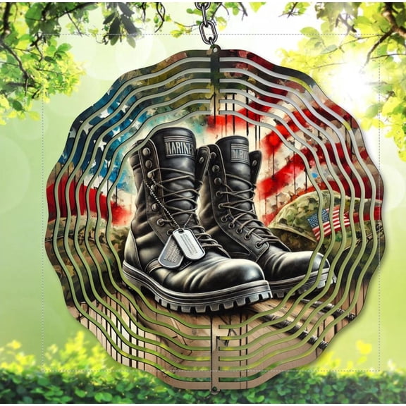 Funny Dog 10 Inch Metal Double-Sided Rotating Wind Spinner - Humorous Garden Yard Decor, Double Sided Metal Spinner, No Battery, Easy Hanging Outdoor Decor.