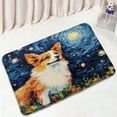 thumbnail image 1 of Funny Dog Bath Mat Set Cute Cartoon Animal Blue Starry Sky Oil Painting Bathroom Decor Floor Rugs Toilet Lid Cover, 1 of 5