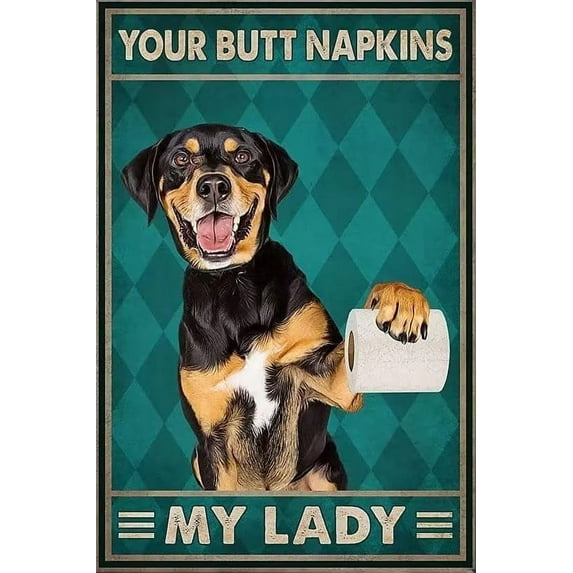 Funny Dog Bathroom Diamond Painting Kits for Adults,Your Napkins My Lady 5D Diamond Art Kits for Adults Beginners Dog Full Drill Diamond Gem Art for Home Decor 16X24 Inch