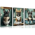 thumbnail image 1 of Funny Dog Bathroom Wall Art, Humor Animal Canvas Painting Prints, French Bulldog Pictures Modern Funny Fashion Poster Artwork for Home Bedroom Toilet Bathroom Laundry Room Decor(Framed canvas), 1 of 6
