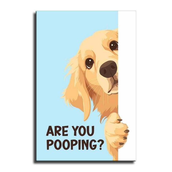 Funny Dog Cat Bathroom Canvas Wall Art Are You Pooping Poster Cute Animal Poster  Canvas Print Artwork for Toilet Nursery Decor