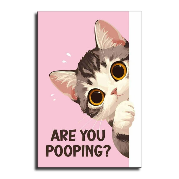 Funny Dog Cat Bathroom Canvas Wall Art Are You Pooping Poster Cute Animal Poster  Canvas Print Artwork for Toilet Nursery Decor