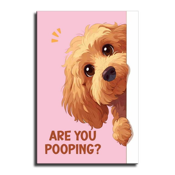 Funny Dog Cat Bathroom Canvas Wall Art Cute Animal Poster  Restroom Wall Decor Are You Pooping Poster Print Artwork for Toilet Nursery Decor
