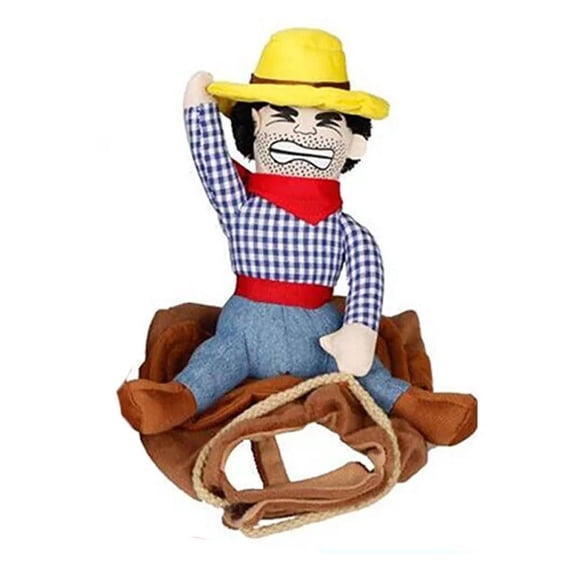 Funny Dog Cowboy Costume, Pet Riding Outfit for Small to Large Dogs, Novelty Halloween Christmas Party Dress Up Clothes