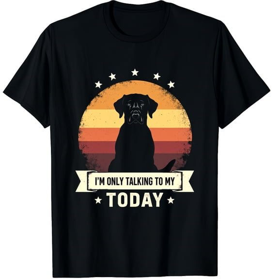 Funny Dog Design. I'm Only Talking To My Dog Today, Retro Graphic Crew Neck Short Sleeve T-Shirts (Men's, Women's)