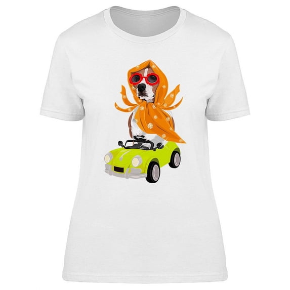 Funny Dog Driving A Vintage Car T-Shirt Women -Image by Shutterstock, Female XX-Large