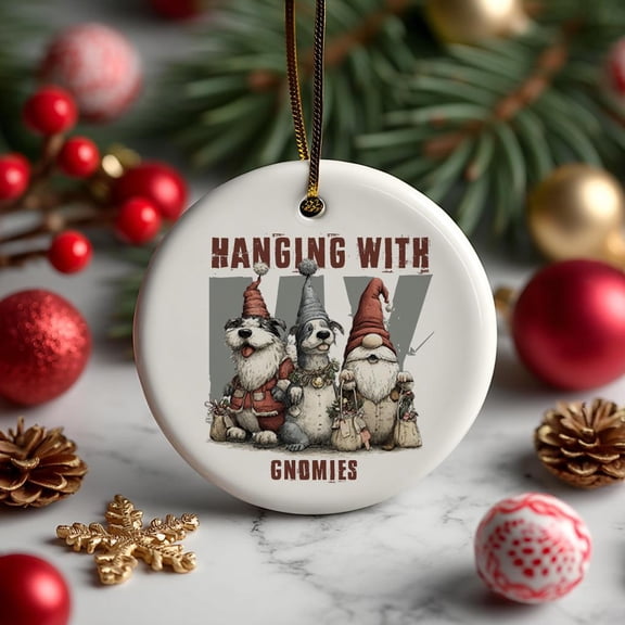 Funny Dog Gnome Christmas Ornament: Whimsical Holiday Decor