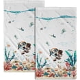 thumbnail image 1 of Funny Dog Hand Towels Set of 2 Teal Blue Sea Ocean Small Bath Towels Soft Absorbent Decorative Towels for Kitchen Dish Spa Yoga Guest, 1 of 16