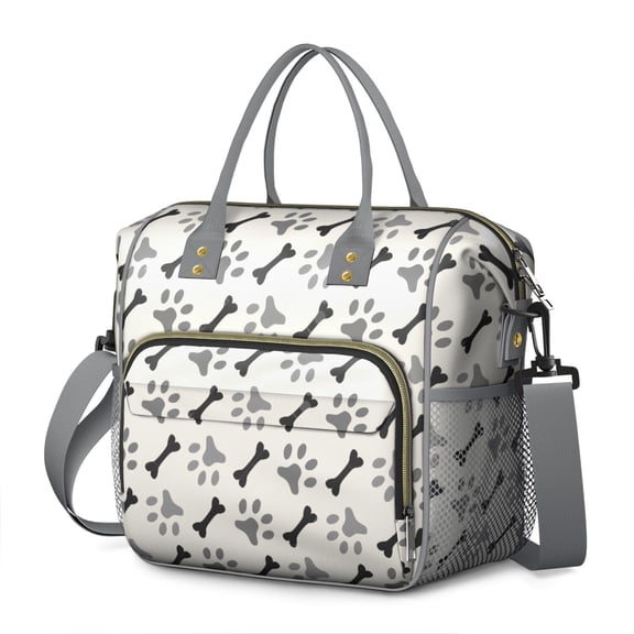 Funny Dog Illustration Insulated Lunch Bag - Leakproof Cooler Tote with Cartoon Puppy Pattern, Easy-to-Clean for Office & Travel