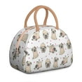 thumbnail image 1 of Funny Dog Illustration Lunch Bag for Women, Vintage Puppy Print and Bone Pattern, Reusable Thermal Tote for Office or Beach Days, 1 of 4