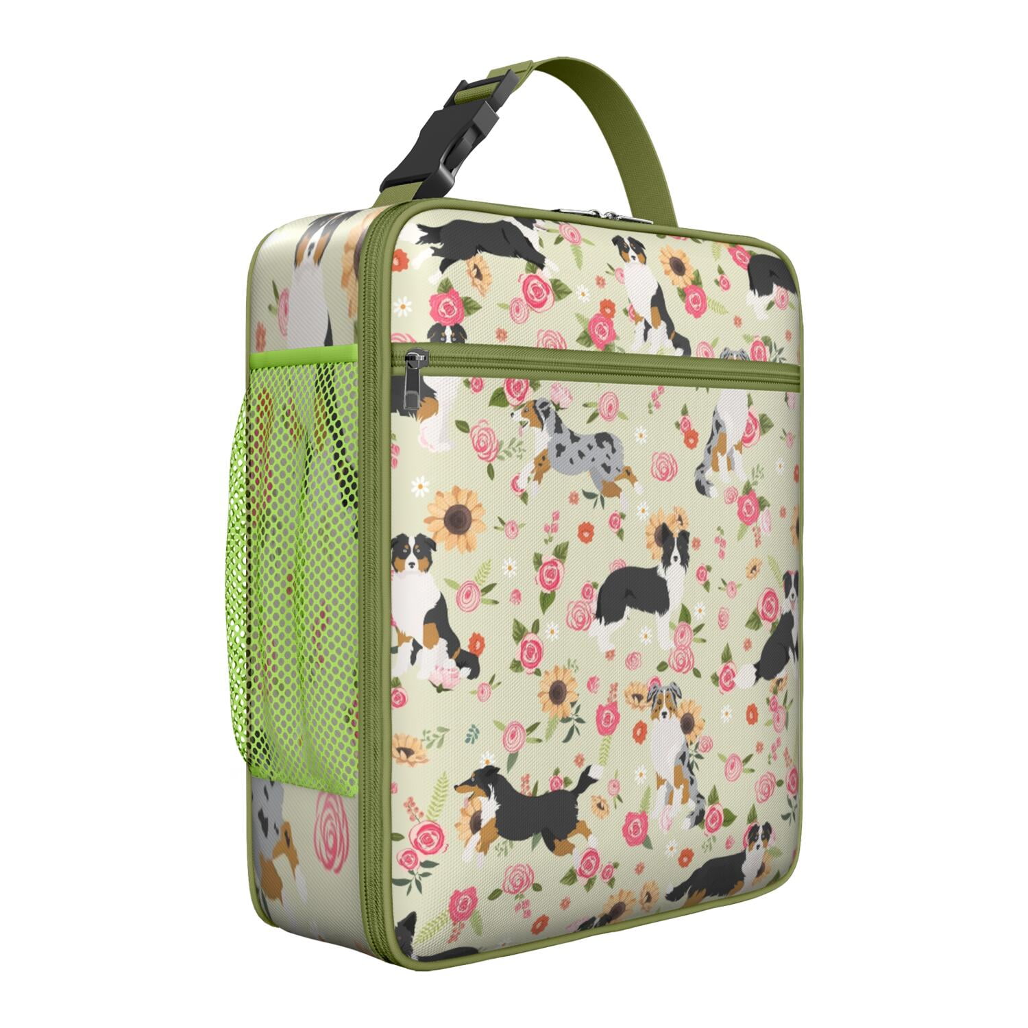 Funny Dog Illustration Lunch Box, Cartoon Puppy Print Insulated Cooler Bag, Adorable Pet Lover Tote for Office, Hiking, Travel, School