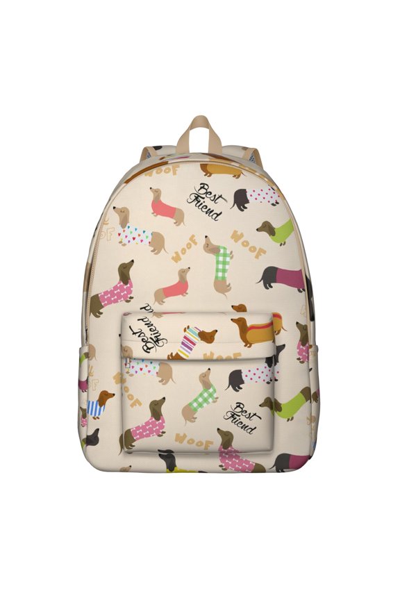 Funny Dog Illustration School Backpack – Large Capacity Oxford Travel Backpack with Durable Material and Anti-theft Design Perfect for Campus, Gym, and Outdoor Use