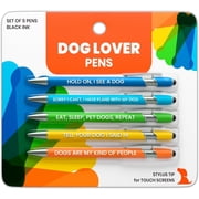 Funny Dog Lover Gift Pen Set, 5-Piece Pen Set with Stylus Tip, Great Gift for Dog Parents, Friends, Co-Workers