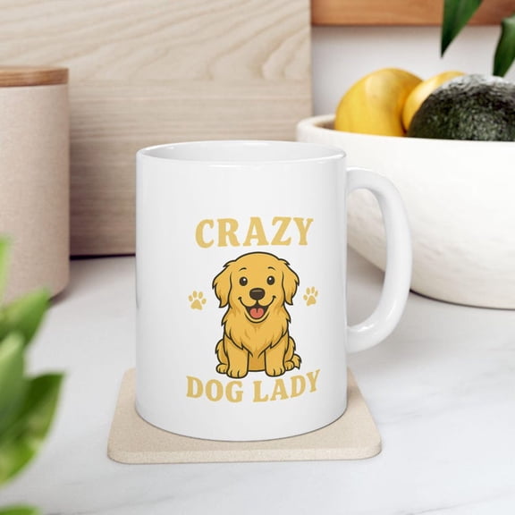 Funny Dog Lover Mug - Golden Retriever Crazy Dog Lady Coffee Cup, Pet Owner Gift, Dog Mom Present, Animal Lover's Mug, Birthday Gift
