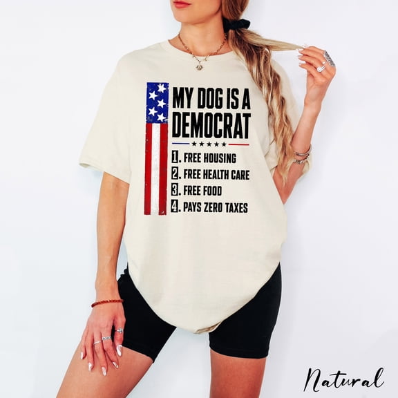 Funny Dog Lover Shirt, My Dog Is a Democrat Checklist Tee, Dog Mom Dog Dad Humor Gift, Patriotic Dog T-Shirt