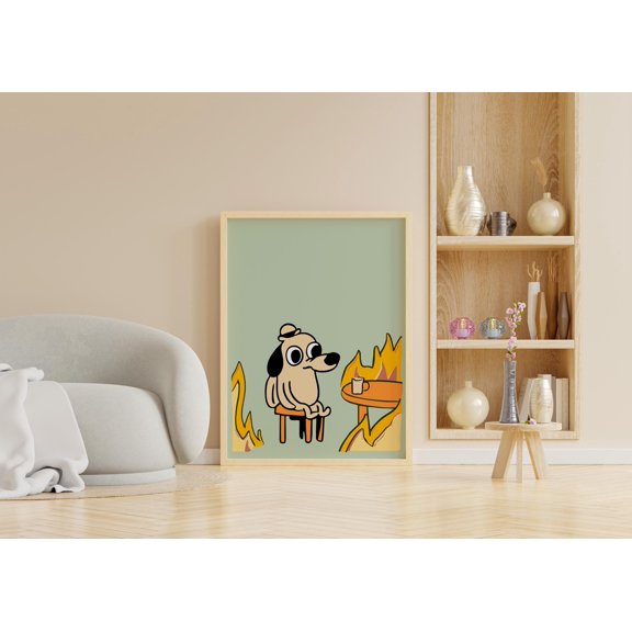 Funny Dog Meme Print, Dorm, Funky, Y2K Poster, Poster Only