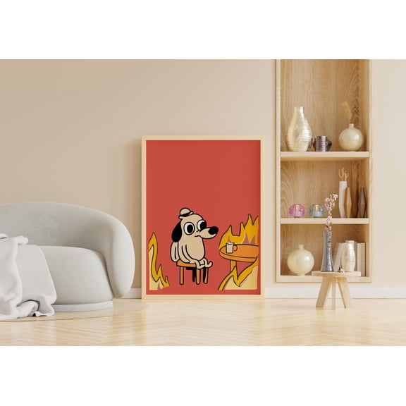 Funny Dog Meme Print, Dorm, Funky, Y2K Poster, Poster Only