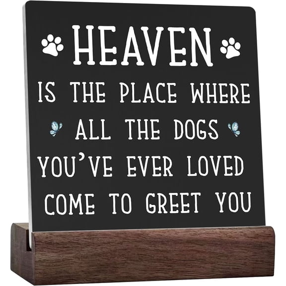 Funny Dog Memorial Ceramic Table Sign Plaque Heaven Is The Place Where All The Dogs Sign Rustic Art Home Shelf Desk Decor