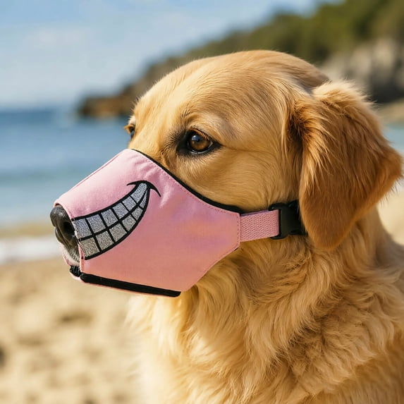 Funny Dog Muzzle, Soft Nylon Breathable Adjustable Dog Mouth Cover, Anti Barking Dog Muzzle for Walking Travel Pet Supplies