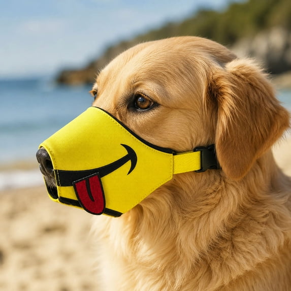 Funny Dog Muzzle, Soft Nylon Breathable Adjustable Dog Mouth Cover, Anti Barking Dog Muzzle for Walking Travel Pet Supplies