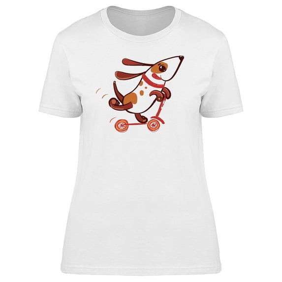 Funny Dog On A Scooter Tee Women's -Image by Shutterstock