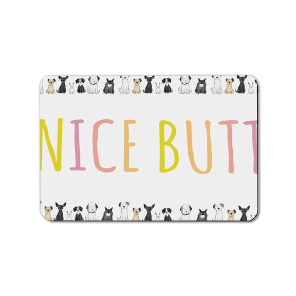 Funny Dog Pattern NICE BUTT Bath Mat 20LX32W, Skid Resistant Non Slip Floor Rug for Pet Room Bathroom