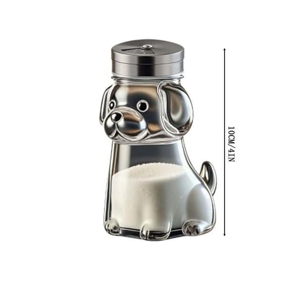 Funny Dog Pepper Shakers Set - Cute Salt and Pepper Grinder Ornament for Pet Lovers - Kitchen Table Seasoning Dispenser - 4-Mode Stainless Steel Lid - Compact Outdoor Travel Size