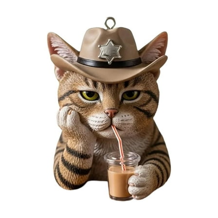 Funny Dog Police Officer Statue with Drink, Resin Animal Figurine, Unique Home Office Desk Decor, Gift for Dog Lovers, 7 Inch