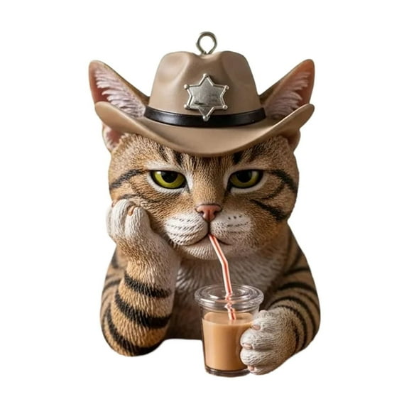 Funny Dog Police Officer Statue with Drink, Resin Animal Figurine, Unique Home Office Desk Decor, Gift for Dog Lovers, 7 Inch