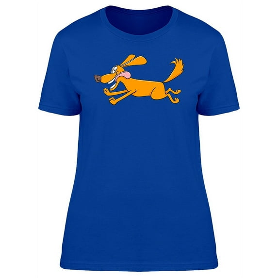 Funny Dog Running Cartoon T-Shirt Women -Image by Shutterstock, Female Medium