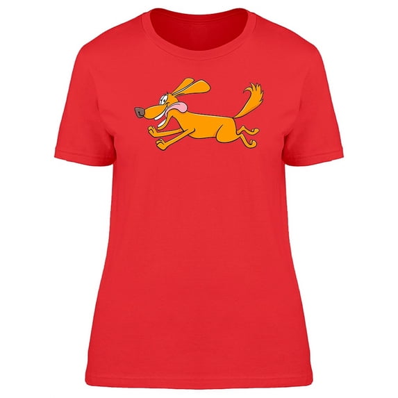 Funny Dog Running Cartoon T-Shirt Women -Image by Shutterstock, Female Small