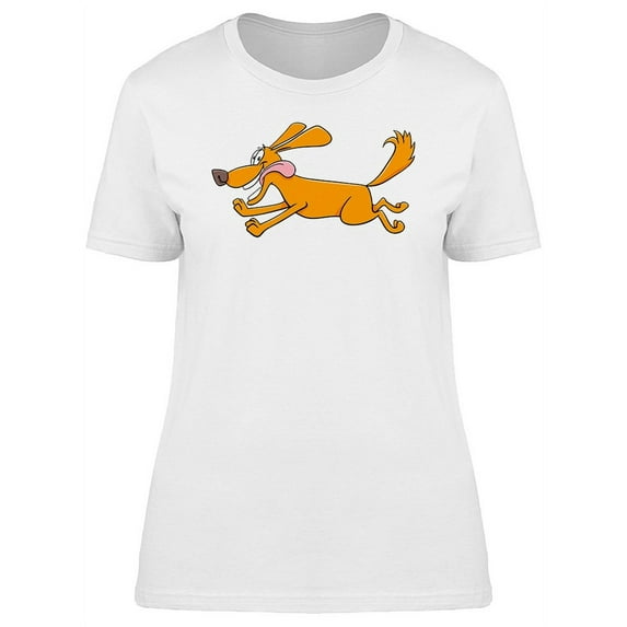 Funny Dog Running Cartoon T-Shirt Women -Image by Shutterstock, Female XX-Large