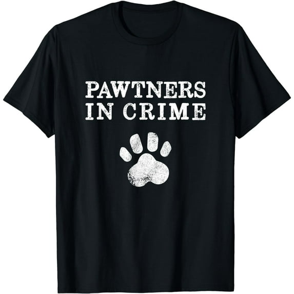 Funny Dog Saying Pawtners in Crime Dog Walking With Dog Gift T-Shirt