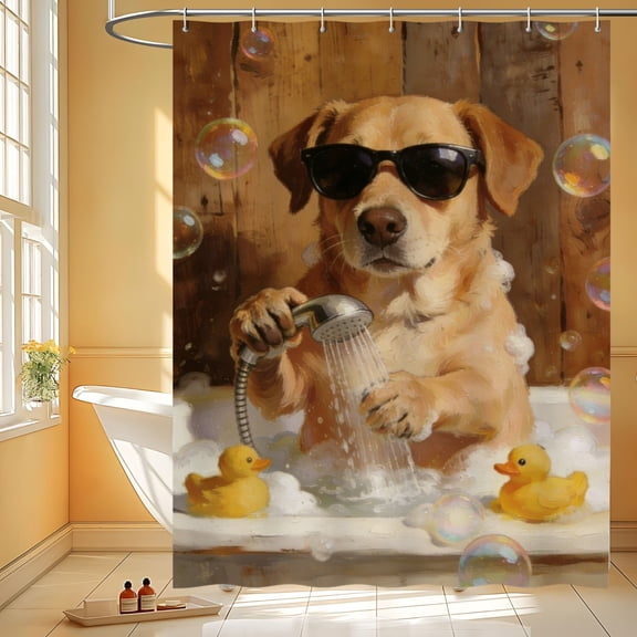 Funny Sheep Shower Curtain Cute Sheep Shower Curtains Bathroom Curtain for Bath Toilet Decor Gift for Housewarming, Folk Art Bath Decor